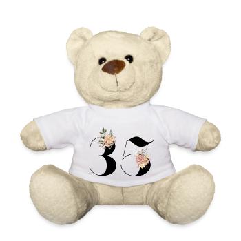 35e anniversaire fleuris (Cadeau de 35 ans) - Nounours - blanc - Devant
