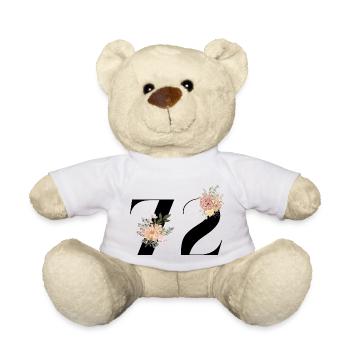 Blumen zum 72. Jahrestag (Geschenk von 72 Jahren) - Teddy - Weiß - Vorne