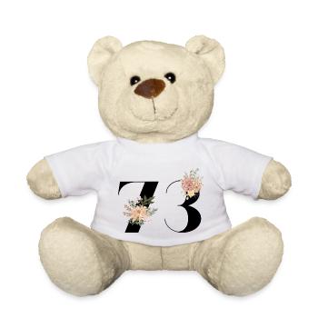 Blumen zum 73. Jahrestag (Geschenk von 73 Jahren) - Teddy - Weiß - Vorne