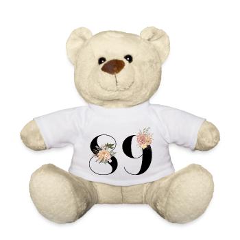 89th Anniversary Flowers (Gift of 89 years) - Teddy Bear - white - Front