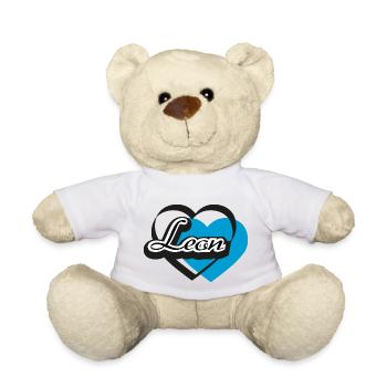 Name Leon Herz - Teddy - Weiß - Vorne
