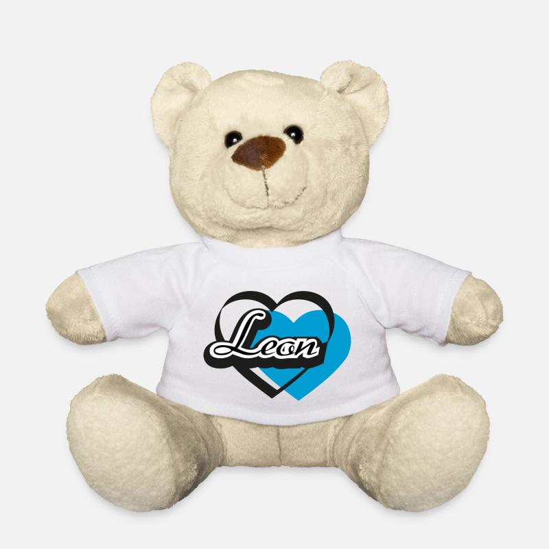 Name Leon Herz - Teddy - Weiß