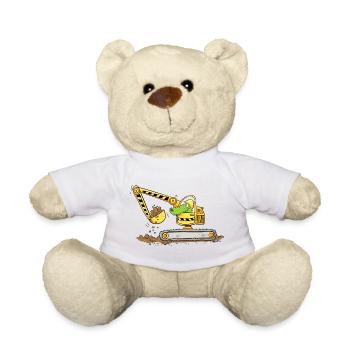 Excavator with crocodile Construction site Excavator driver boys - Teddy Bear - white - Front