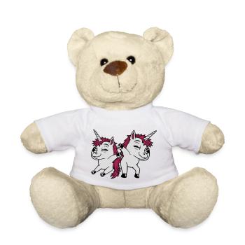 2 Dabbing dancing unicorns - Teddy Bear - white - Front
