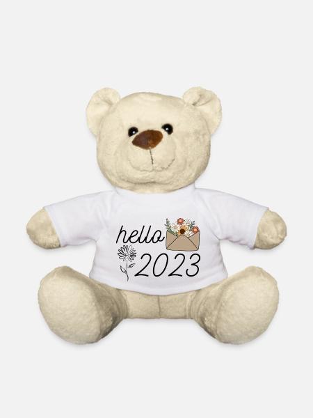 hello 2023 sunflower welcome 2023 shirt new year - Teddy Bear - white