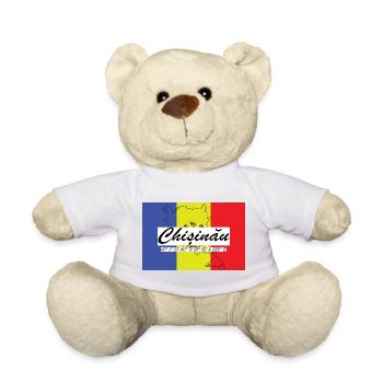 Chisinau - Hauptstadt mit GPS & Flagge - Teddy - Weiß - Vorne