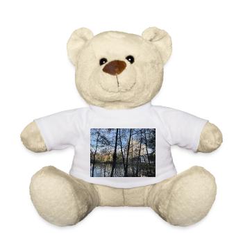 Maison bleue arbres de ciel - Nounours - blanc - Devant