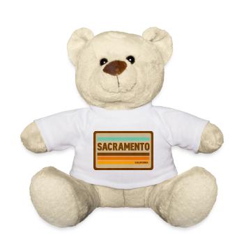 Sacramento Retro License Shield - Teddy Bear - white - Front