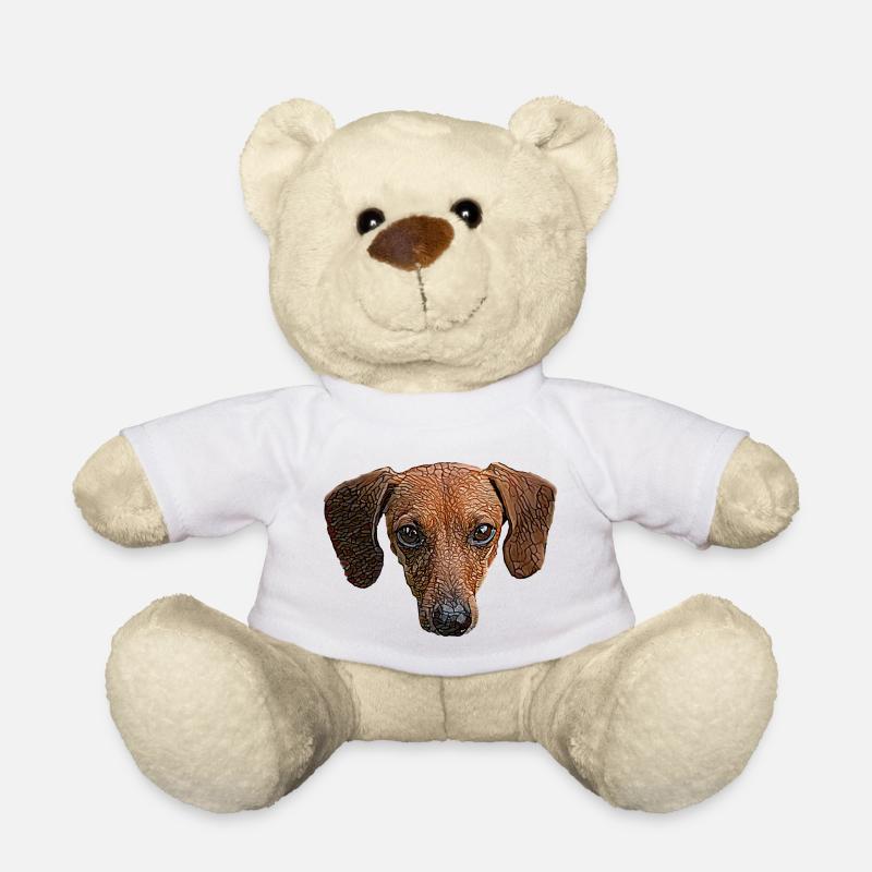 Dachshund Face - Teddy Bear - white