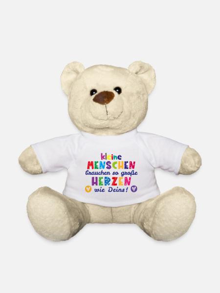 Kleine Menschen brauchen so große Herzen wie Deins - Teddy - Weiß