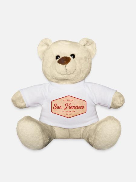 San Francisco Vintage Badge - Teddy Bear - white