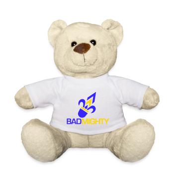 Logo BadMighty - Nounours - blanc - Devant
