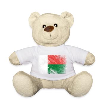 Madagascar Flag - Vintage Grunge - Teddy Bear - white - Front