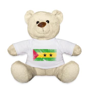 Sao Tome Principe Flag - Vintage Grunge - Nounours - blanc - Devant