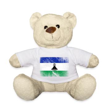 Drapeau du Lesotho - Grunge vintage - Nounours - blanc - Devant