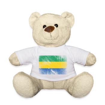 Gabon Flag - Vintage Grunge - Teddy Bear - white - Front