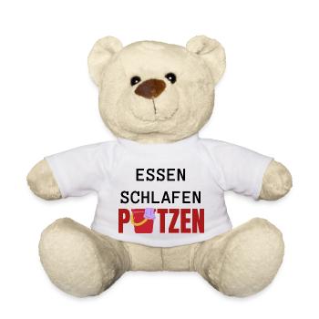 ESSEN SCHLAFEN PUTZEN - Teddy - Weiß - Vorne