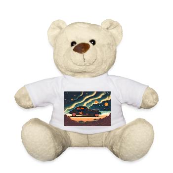 Retro poster with hot rod at night - Teddy Bear - white - Front