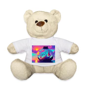 Ship in the round bottle colorful - Teddy Bear - white - Front