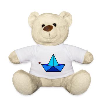 Papier Faltbötchen im Polygon Stil - Teddy - Weiß - Vorne