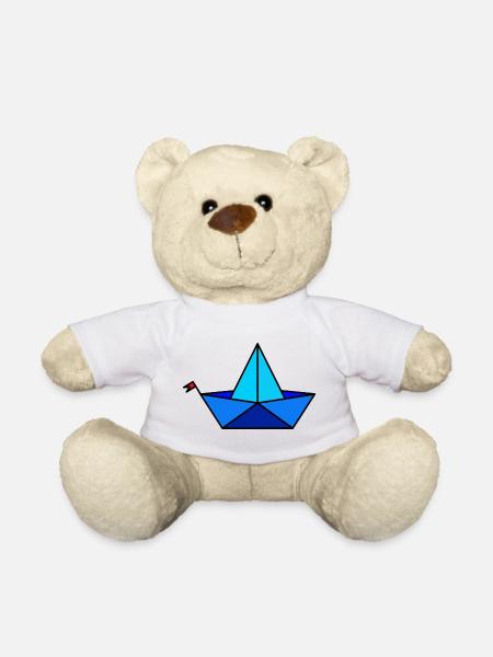 Papier Faltbötchen im Polygon Stil - Teddy - Weiß