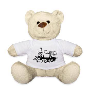 Train Drawing - Teddy Bear - white - Front
