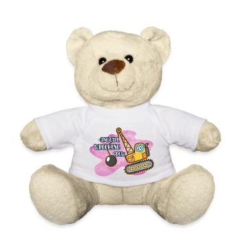 Bagger Baustelle Bauarbeiterin Mädchen I Geschenk - Teddy - Weiß - Vorne