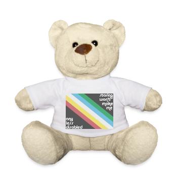 Das Anstarren macht mich nicht weniger behindert Pride-Flagge - Teddy - Weiß - Vorne