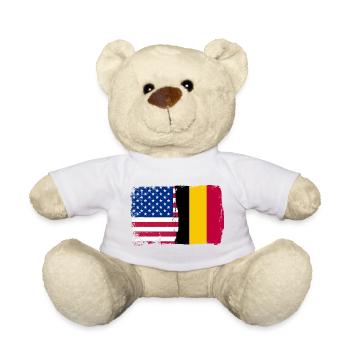 Grunge US Belgique Drapeau Split - Nounours - blanc - Devant