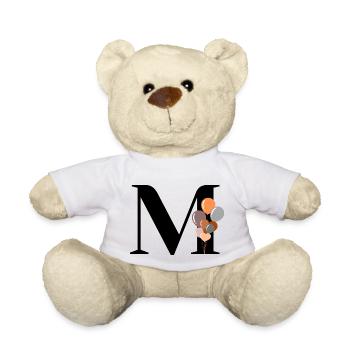 Letter m birthday balloon - Teddy Bear - white - Front
