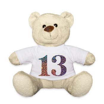 13e anniversaire léopard - Nounours - blanc - Devant