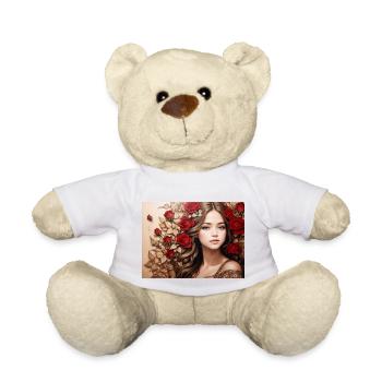 fille à la rose rouge - Nounours - blanc - Devant