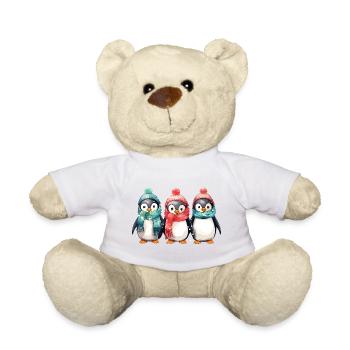 Weihnachten Pinguine Schal Mütze Tannenbaum Süß - Teddy - Weiß - Vorne