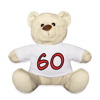 60. 60 ANS. 60e ANNIVERSAIRE. ANNIVERSAIRE 60 ANS. - Nounours - blanc - Devant
