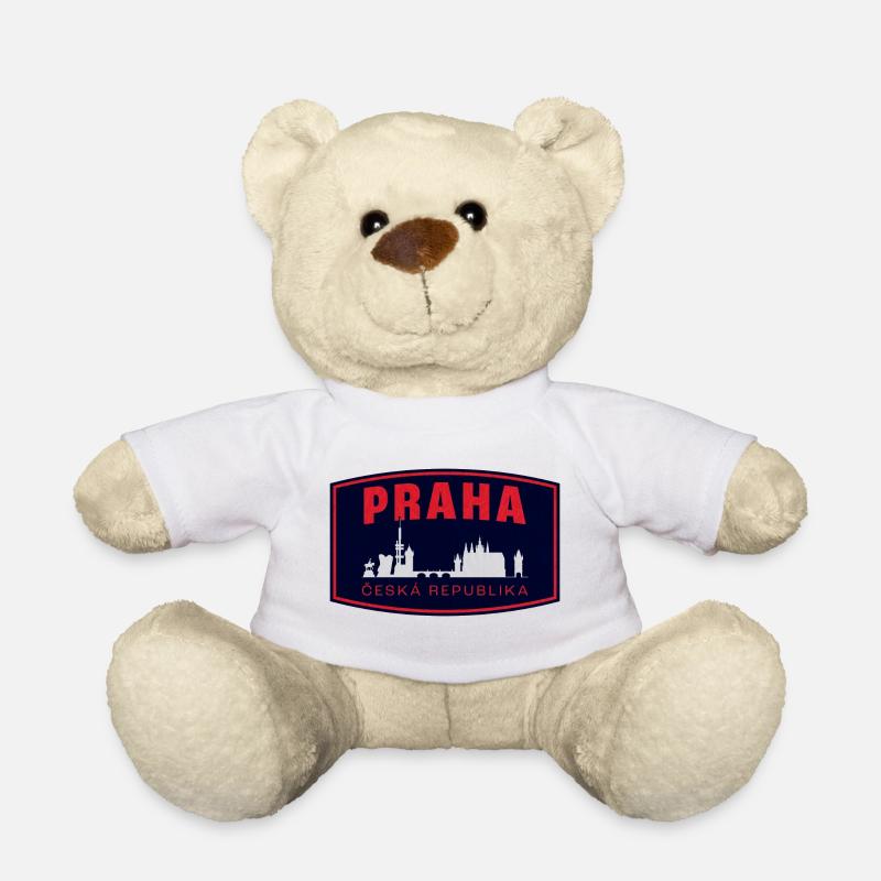 Praha Skyline Silhouette - Teddy - Weiß