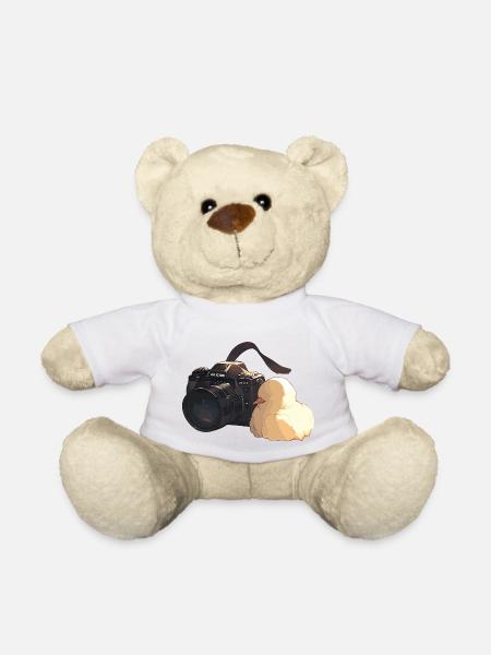 Curious Chick Explores Photography - Teddy Bear - white