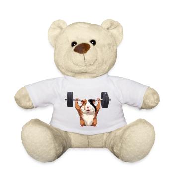 Meerschweinchen beim Kraftsport - Teddy - Weiß - Vorne