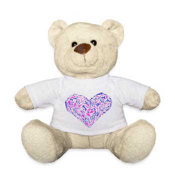 Blaues und rosa Herz. - Teddy - Weiß - Vorne