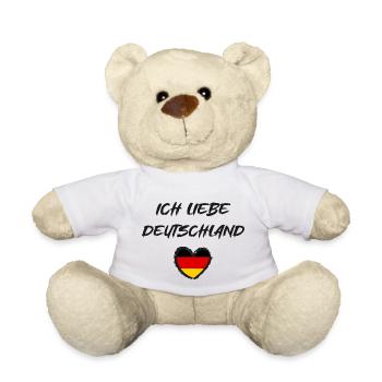 Ich liebe Deutschland Herz Flagge - Teddy - Weiß - Vorne