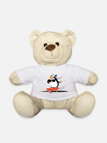 Pingouin cool sur planche à roulettes - Nounours - blanc