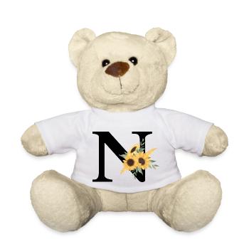 Lettre n floral tournesol - Nounours - blanc - Devant