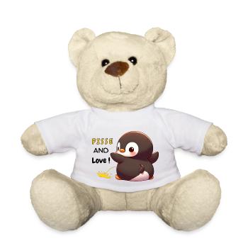 Humorvolle Ausdrücke "Pisse und Love Penguin" - Teddy - Weiß - Vorne