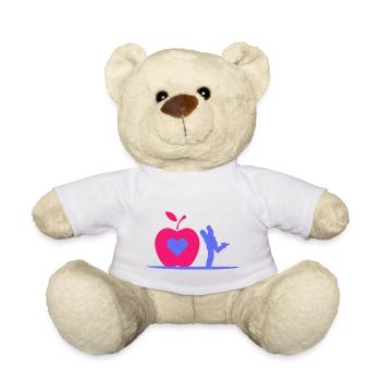 Couple in love, forbidden fruit, heart, apple - Teddy Bear - white - Front