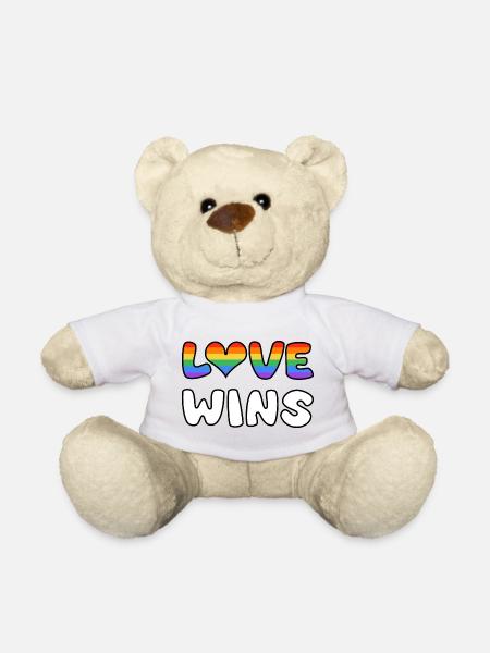 Love Wins: Rainbow Love Design - Teddy Bear - white