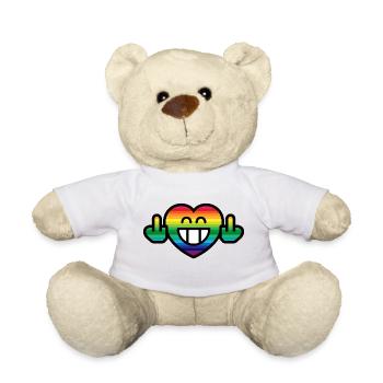 Émoticône Rainbow Grin Coeur avec Stinkfingers - Nounours - blanc - Devant