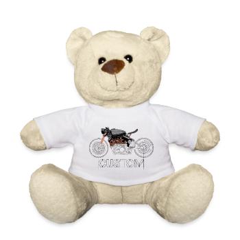 Motorcycle Custom Biker Drawing Moto Symbol Logo - Teddy Bear - white - Front