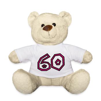 60. 60 JAHRE. 60-JÄHRIGES JUBILÄUM. 60. GEBURTSTAG. - Teddy - Weiß - Vorne