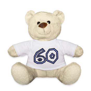 60. 60 ANS. 60e ANNIVERSAIRE. ANNIVERSAIRE 60 ANS. - Nounours - blanc - Devant