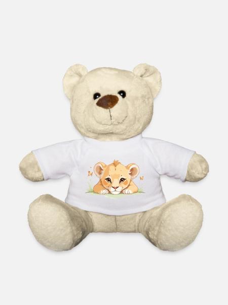 Lionceau avec des papillons - Nounours - blanc