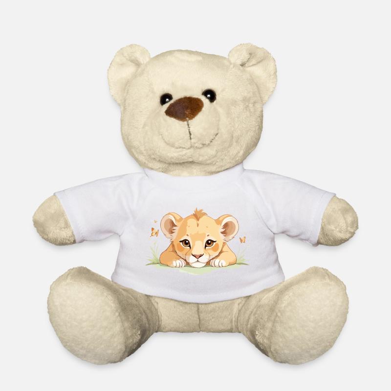 Lionceau avec des papillons - Nounours - blanc